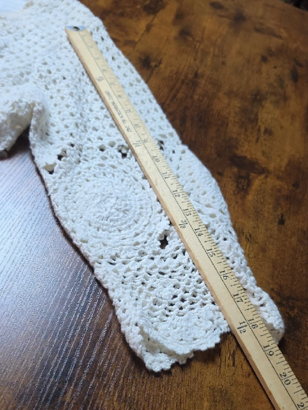 ROAMAN’S | Ivory Crochet Medallion Tunic Top Boho Cotton Ramie Scallop Trim | 1X